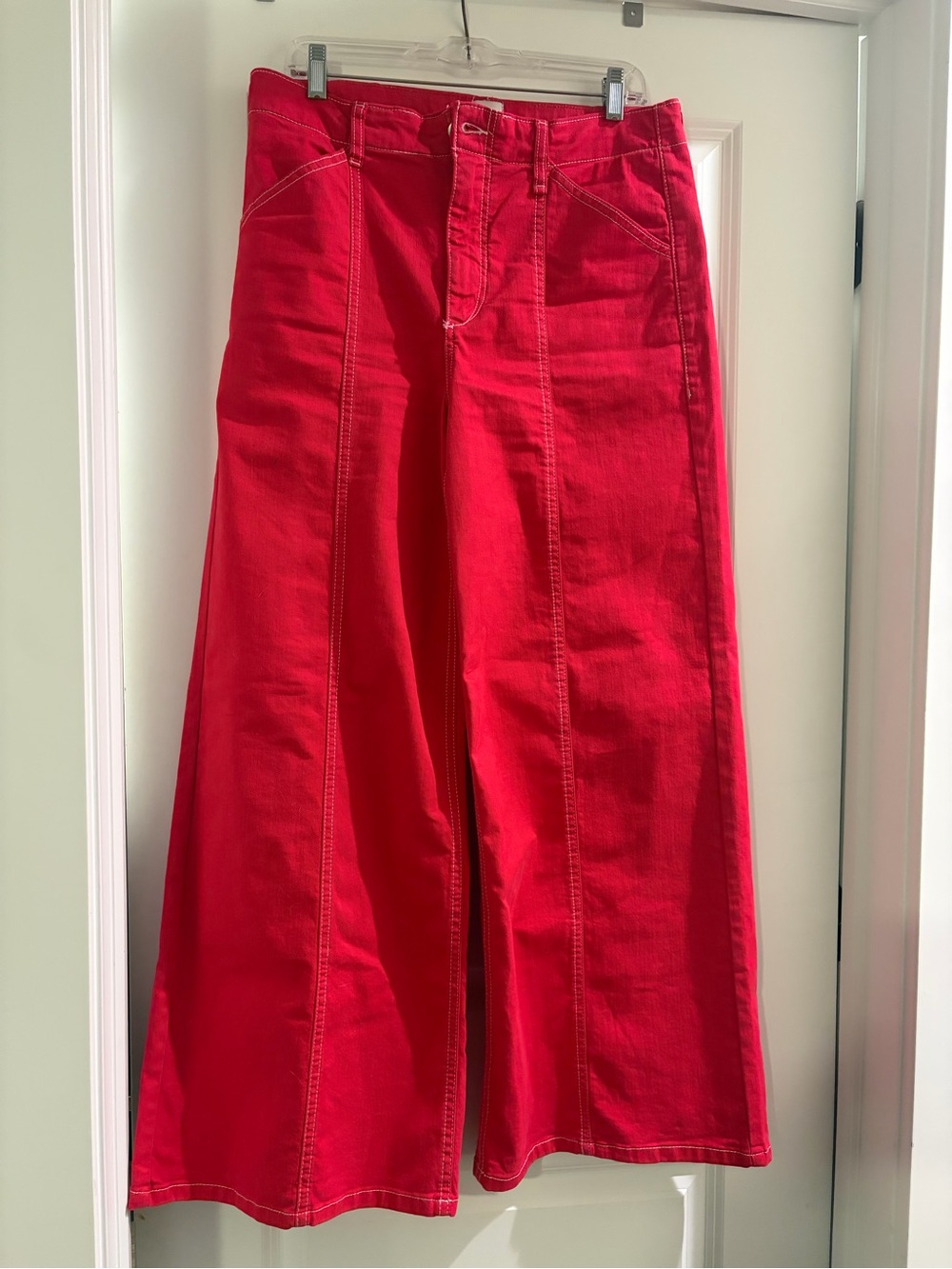 Maeve red Delaney wide-legged jeans
